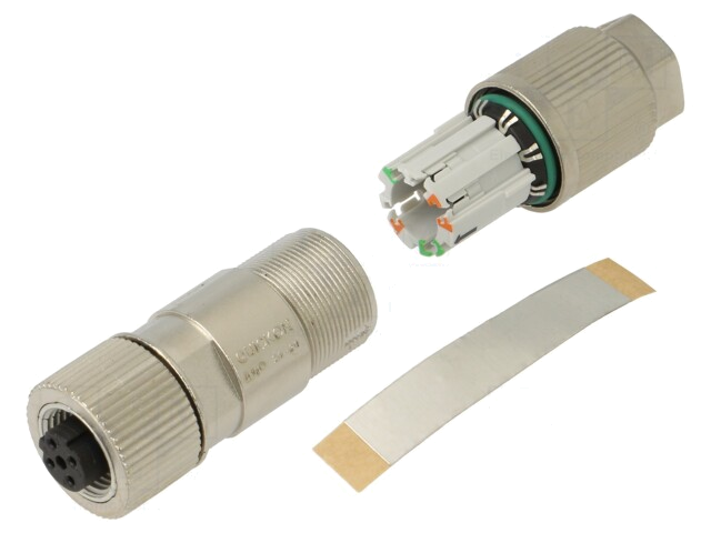 Stekker; M12; vrouwelijk; code D-Ethernet; voor draad Stekker; M12; vrouwelijk; code D-Ethernet; voor draad